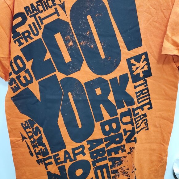 Zoo York Men's Orange Black Graffiti Tag Text Short Sleeve Graphic Tee Size M - Picture 2 of 4